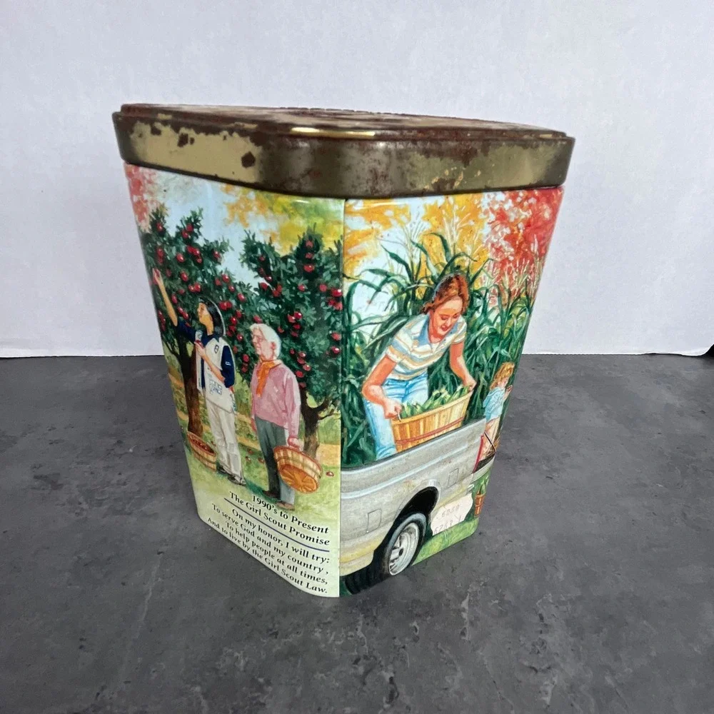 Vintage Girl Scouts Food Bank Harvest Tin 1990s to Present Collectible‎